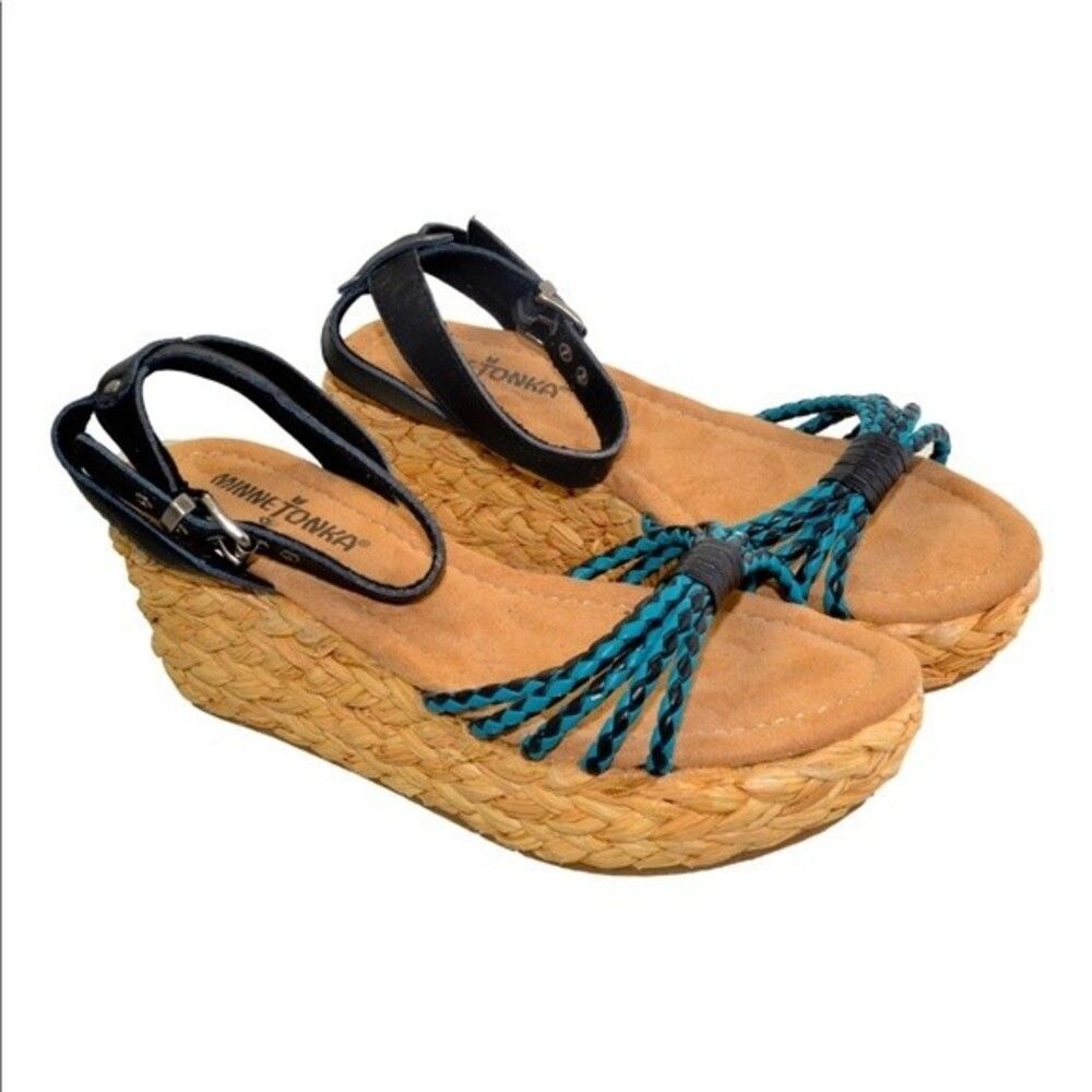 Minnetonka Prospect 71501 Leather Espadrille Wedge Ankle Women’s Sandal Size 7